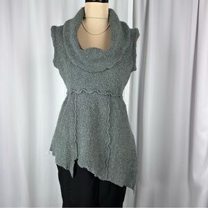 JASMINE KC Wool Blend Sleeveless Assymetric Cowl Neck Sweater Sz L Top Gray